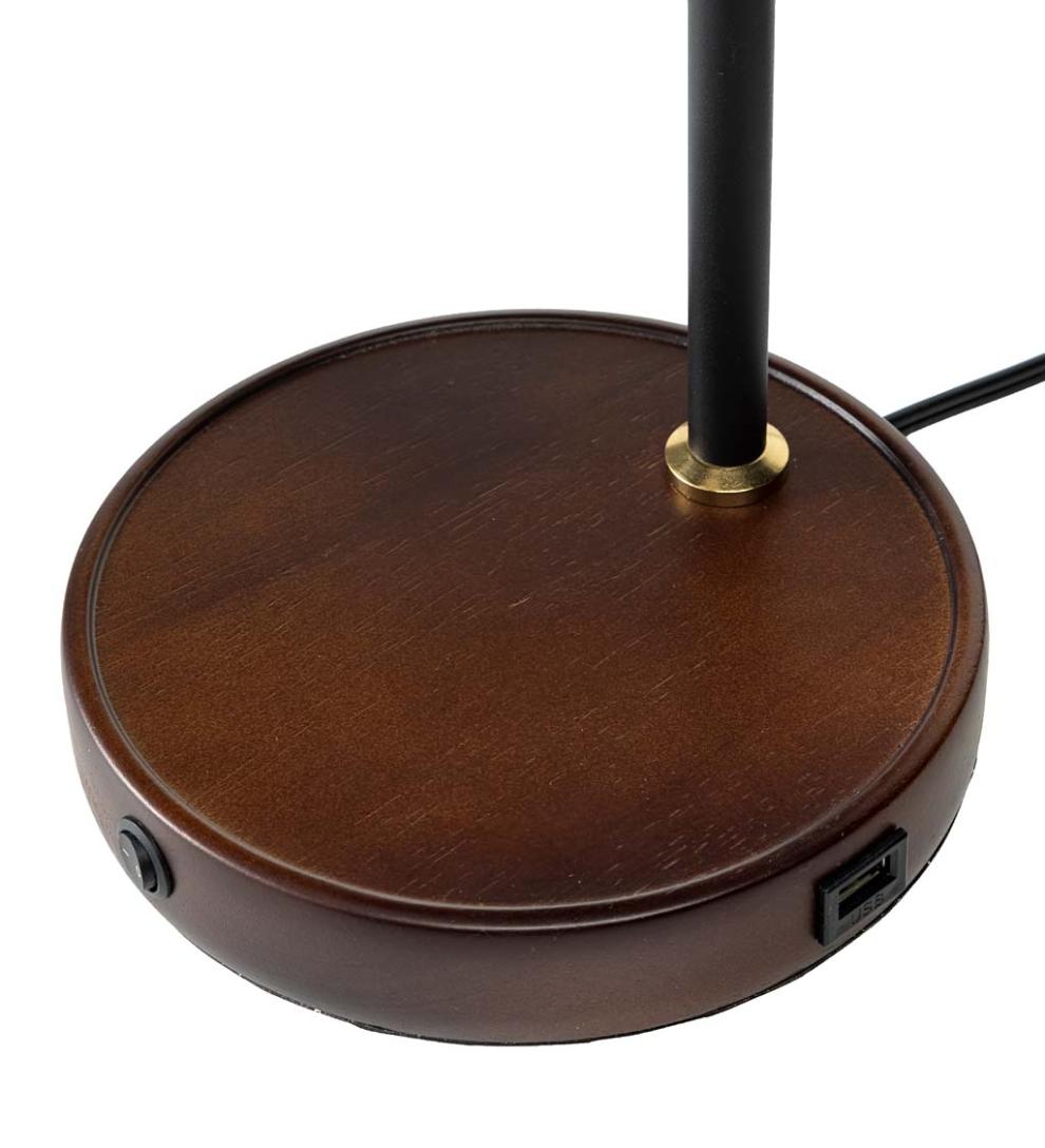 Plow & Hearth Home Accents Indoor Living Desk Lamp With Usb Port And Fabric Shade