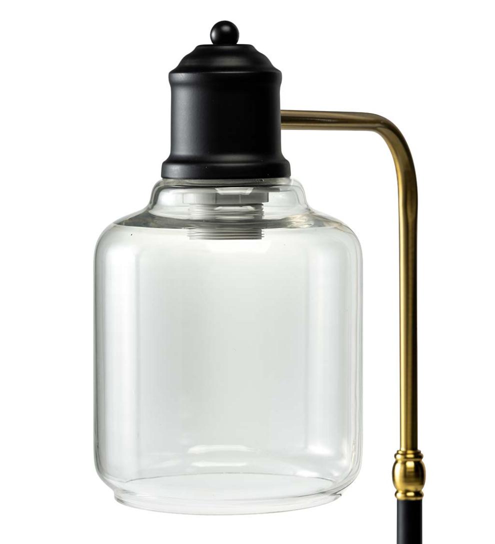 Plow & Hearth Home Accents Indoor Living Desk Lamp With Usb Port And Glass Shade