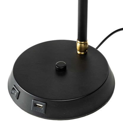 Plow & Hearth Home Accents Indoor Living Desk Lamp With Usb Port And Glass Shade
