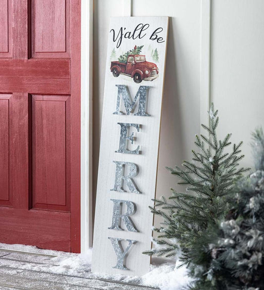 Plow & Hearth Home Accents Indoor Living Double-Sided Fall/Holiday Greeting Wooden Standing Porch Leaner