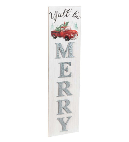 Plow & Hearth Home Accents Indoor Living Double-Sided Fall/Holiday Greeting Wooden Standing Porch Leaner