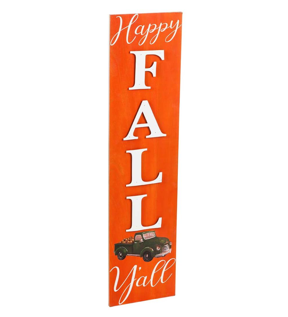 Plow & Hearth Home Accents Indoor Living Double-Sided Fall/Holiday Greeting Wooden Standing Porch Leaner