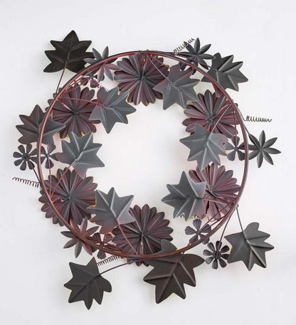 Plow & Hearth Home Accents Indoor Living Fall Chrysanthemums Metal Wreath