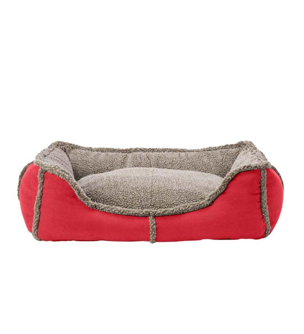 Plow & Hearth Home Accents Indoor Living Faux Suede And Berber Rectangular Dog Bed