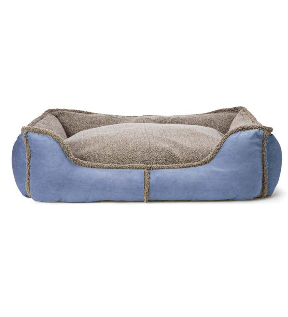 Plow & Hearth Home Accents Indoor Living Faux Suede And Berber Rectangular Dog Bed