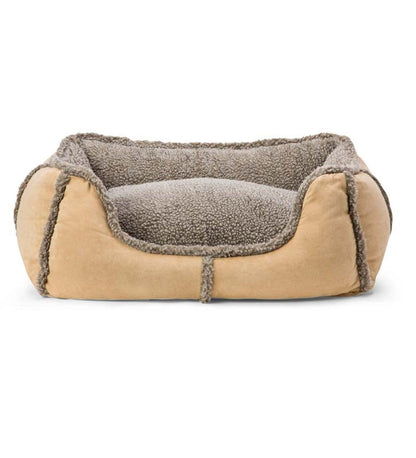 Plow & Hearth Home Accents Indoor Living Faux Suede And Berber Rectangular Dog Bed
