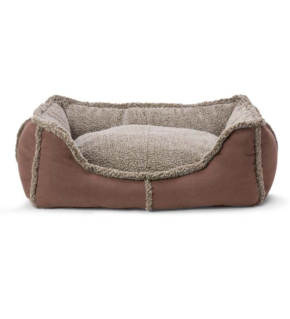 Plow & Hearth Home Accents Indoor Living Faux Suede And Berber Rectangular Dog Bed