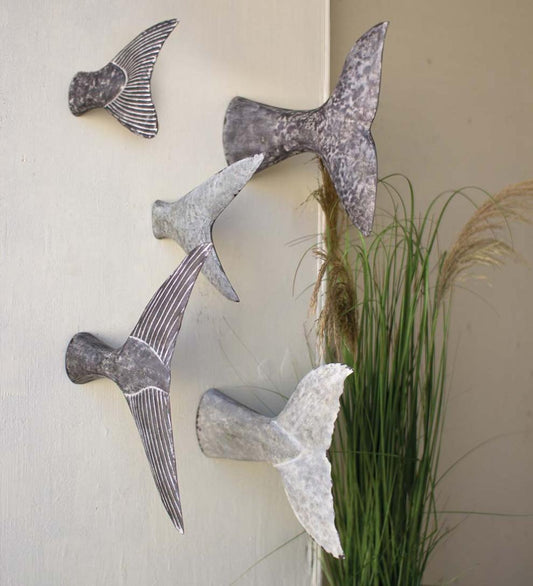 Plow & Hearth Home Accents Indoor Living Fish Tail Wall Sculptures, Set Of 5