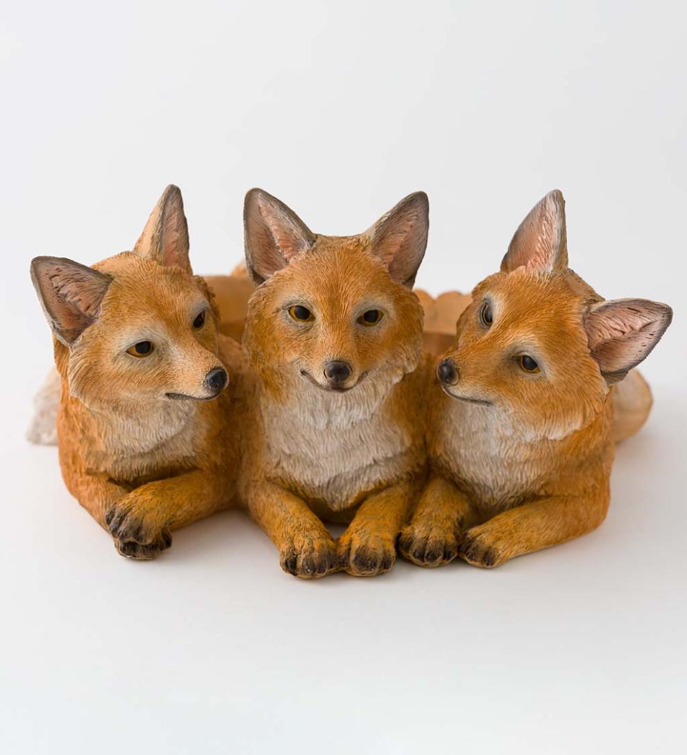 Plow & Hearth Home Accents Indoor Living Fox Kit Triplets Planter