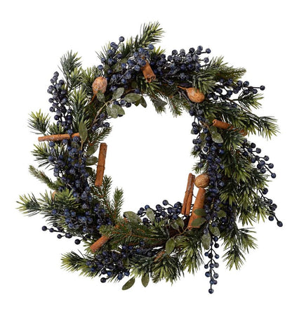 Plow & Hearth Home Accents Indoor Living Frosted Blueberry Holiday Wreath