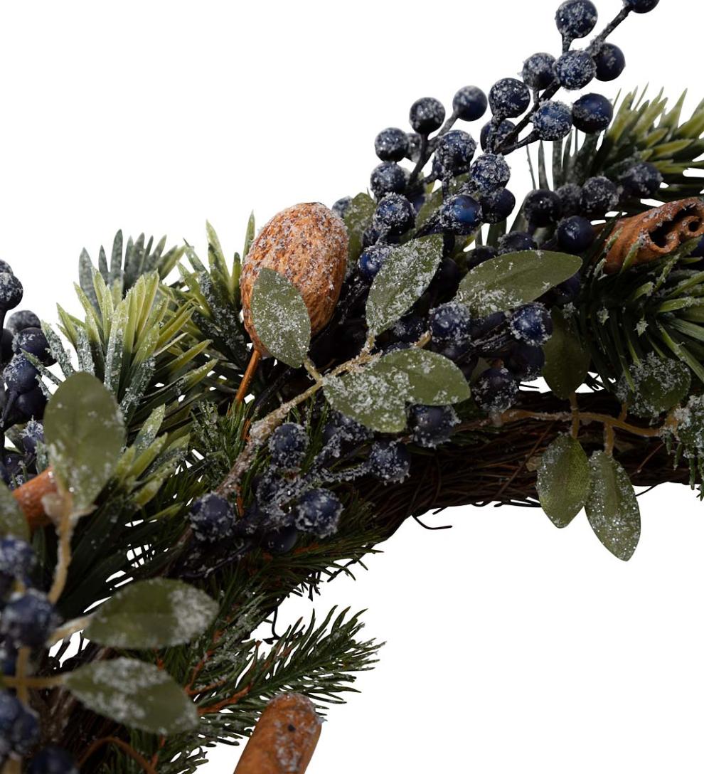 Plow & Hearth Home Accents Indoor Living Frosted Blueberry Holiday Wreath
