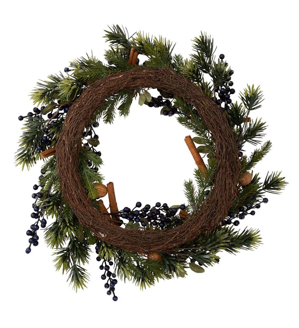 Plow & Hearth Home Accents Indoor Living Frosted Blueberry Holiday Wreath