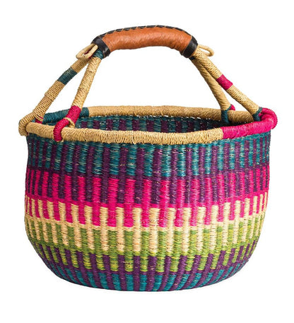 Plow & Hearth Home Accents Indoor Living Ghanaian Variant Striped Bolga Market Basket