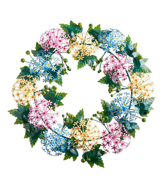 Plow & Hearth Home Accents Indoor Living Handmade Metal Floral Wreath In Spring Pastel Colors