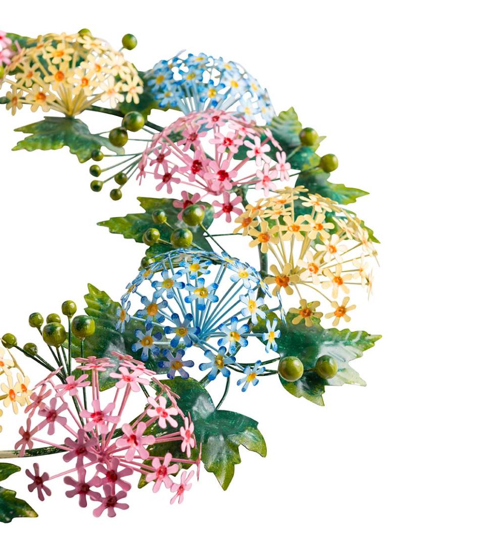 Plow & Hearth Home Accents Indoor Living Handmade Metal Floral Wreath In Spring Pastel Colors