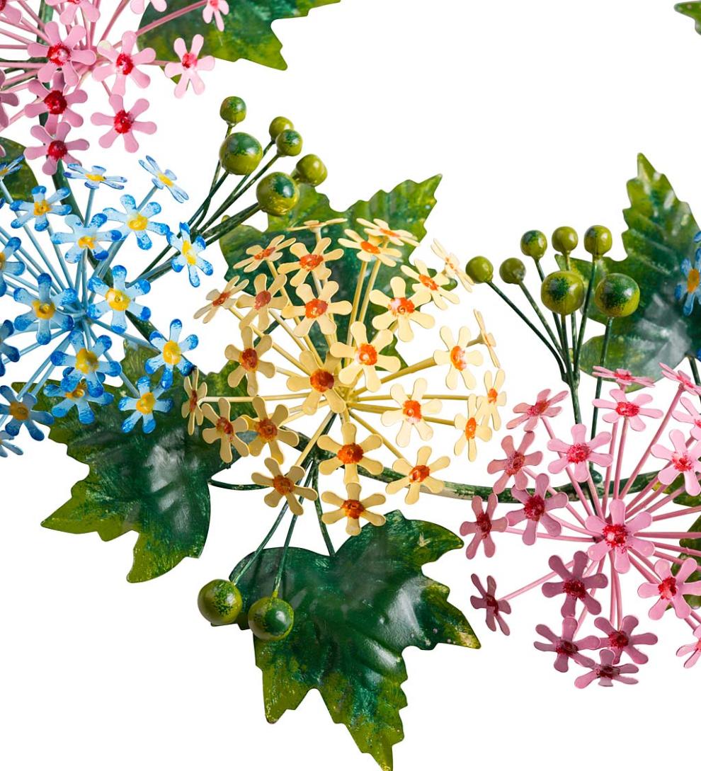 Plow & Hearth Home Accents Indoor Living Handmade Metal Floral Wreath In Spring Pastel Colors
