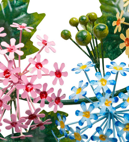 Plow & Hearth Home Accents Indoor Living Handmade Metal Floral Wreath In Spring Pastel Colors