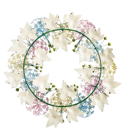 Plow & Hearth Home Accents Indoor Living Handmade Metal Floral Wreath In Spring Pastel Colors