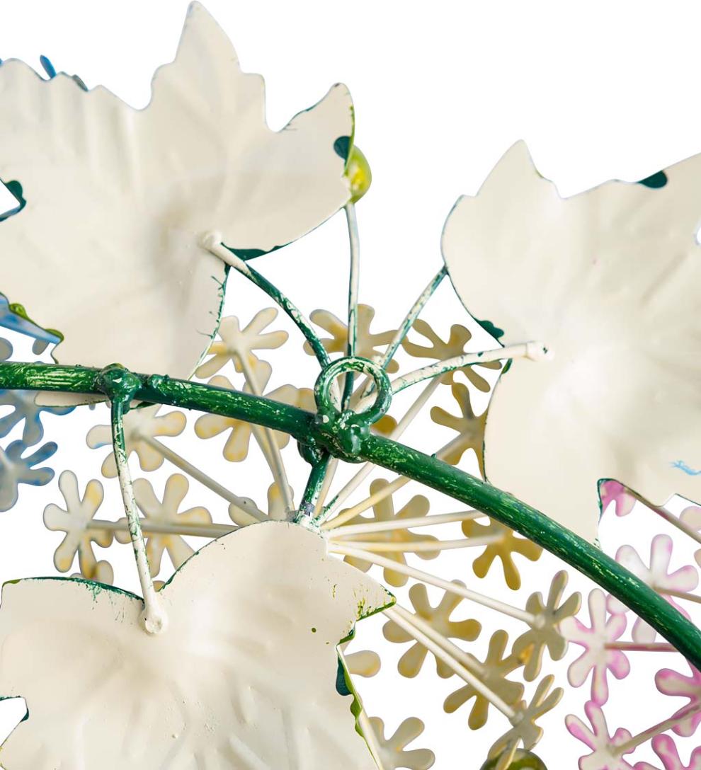 Plow & Hearth Home Accents Indoor Living Handmade Metal Floral Wreath In Spring Pastel Colors