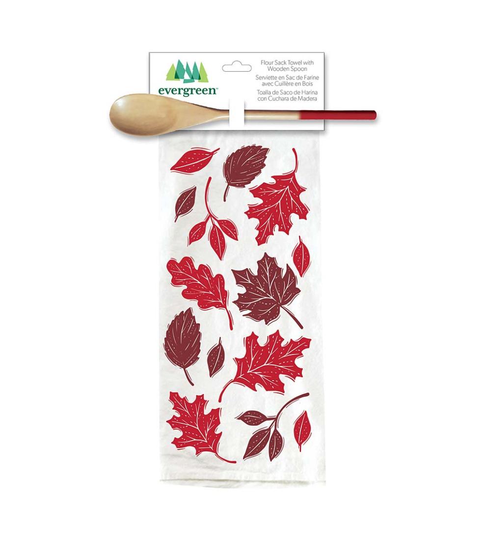 Plow & Hearth Home Accents Indoor Living Harvest Flour Sack Towel And Wooden Spoon Gift Sets, Set Of 4