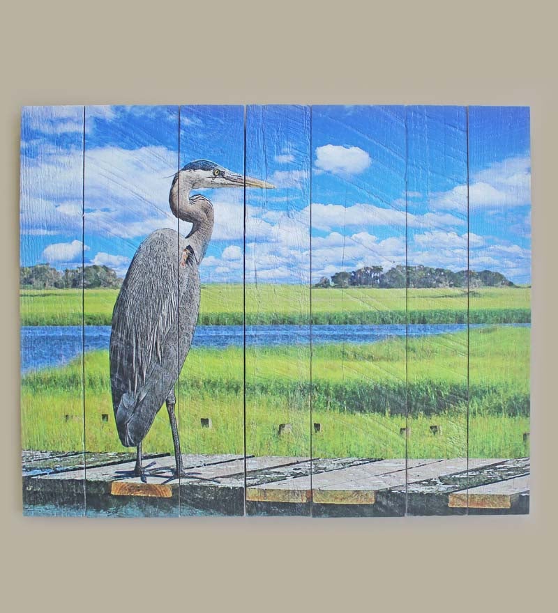 Plow & Hearth Home Accents Indoor Living Heron On Pier Mill Wood Wall Art®