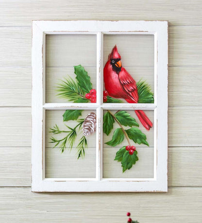 Plow & Hearth Home Accents Indoor Living Holiday Cardinal Window Wall Art