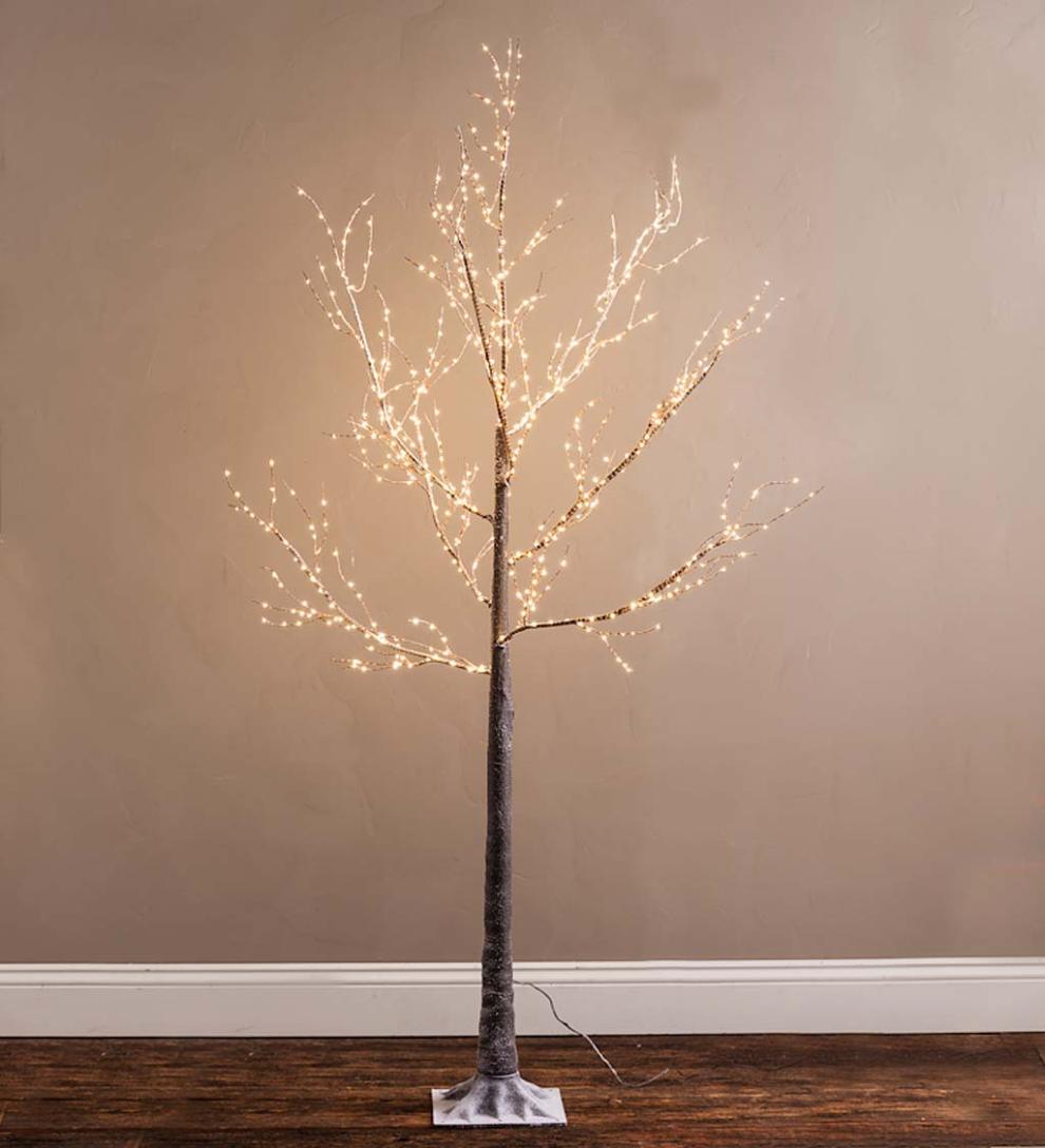 Plow & Hearth Home Accents Indoor Living Indoor/Outdoor Birch Tree With Micro Lights