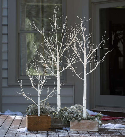 Plow & Hearth Home Accents Indoor Living Indoor/Outdoor Birch Tree With Micro Lights