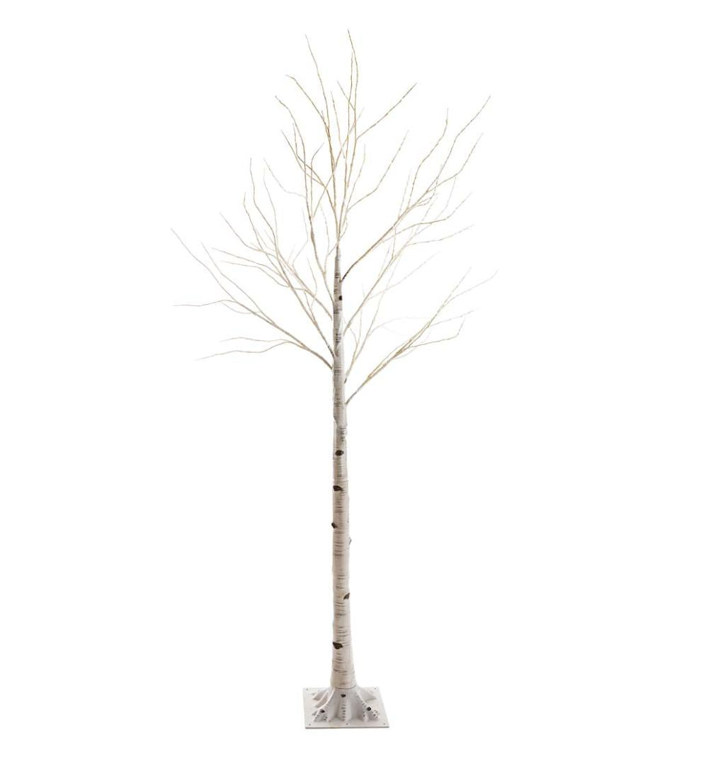 Plow & Hearth Home Accents Indoor Living Indoor/Outdoor Birch Tree With Warm White And Multicolor Lights