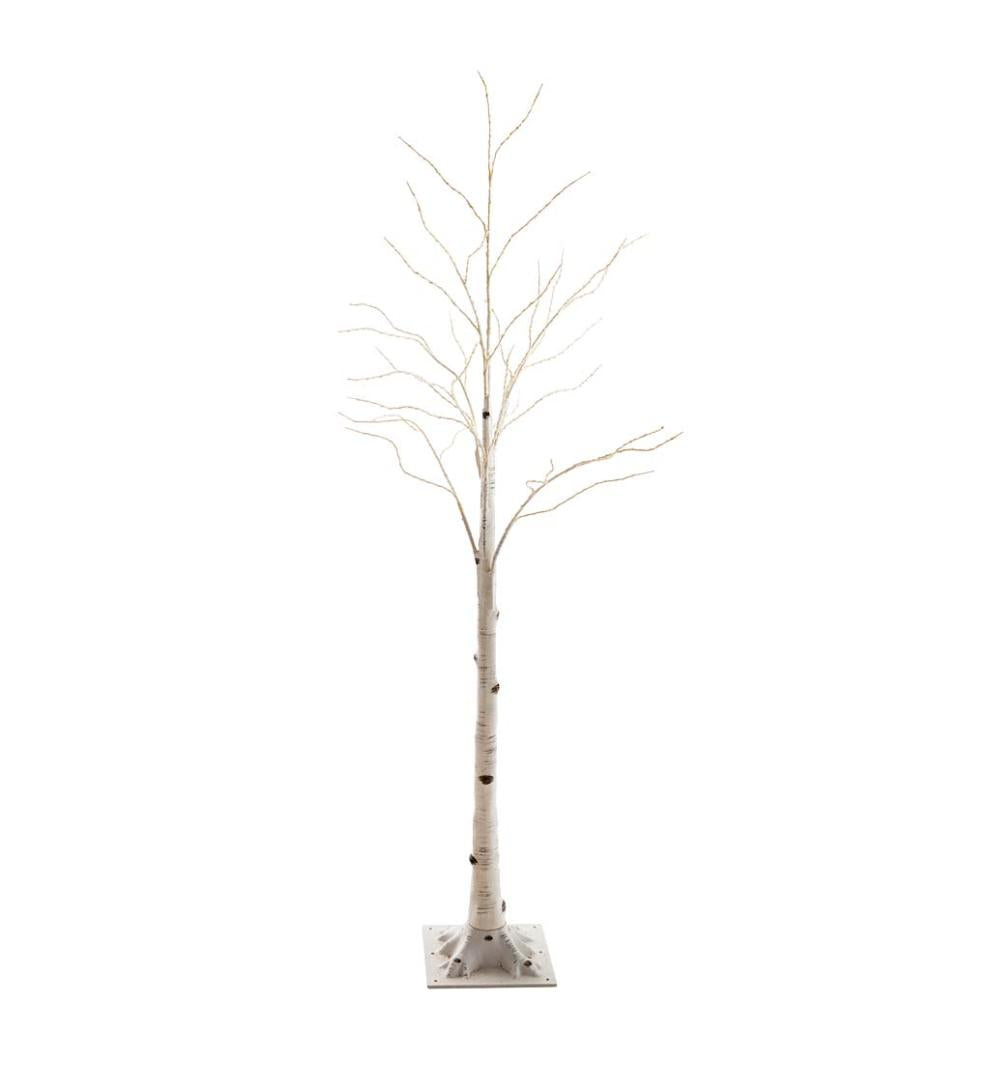 Plow & Hearth Home Accents Indoor Living Indoor/Outdoor Birch Tree With Warm White And Multicolor Lights