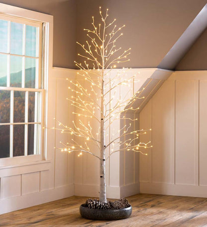 Plow & Hearth Home Accents Indoor Living Indoor/Outdoor Birch Tree With Warm White And Multicolor Lights