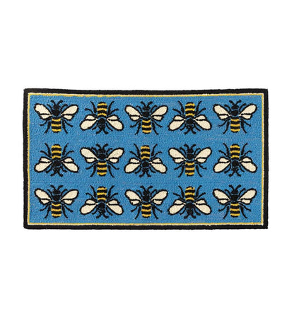 Plow & Hearth Home Accents Indoor Living Indoor/Outdoor Busy Bee Hooked Polypropylene Accent Rug