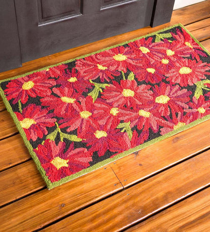Plow & Hearth Home Accents Indoor Living Indoor/Outdoor Chrysanthemum Hooked Accent Rug