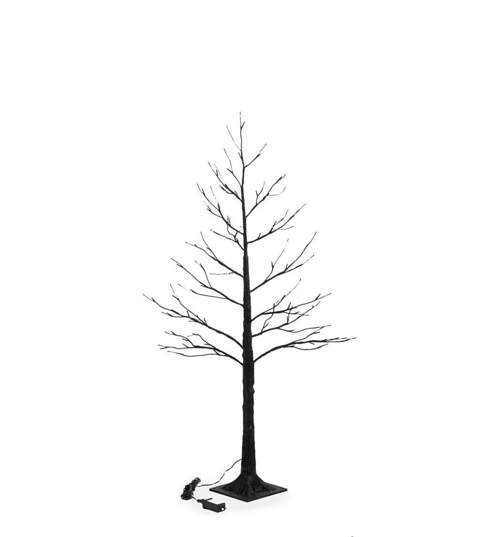 Plow & Hearth Home Accents Indoor Living Indoor/Outdoor Electric Lighted Halloween Black Tree With Orange Leds