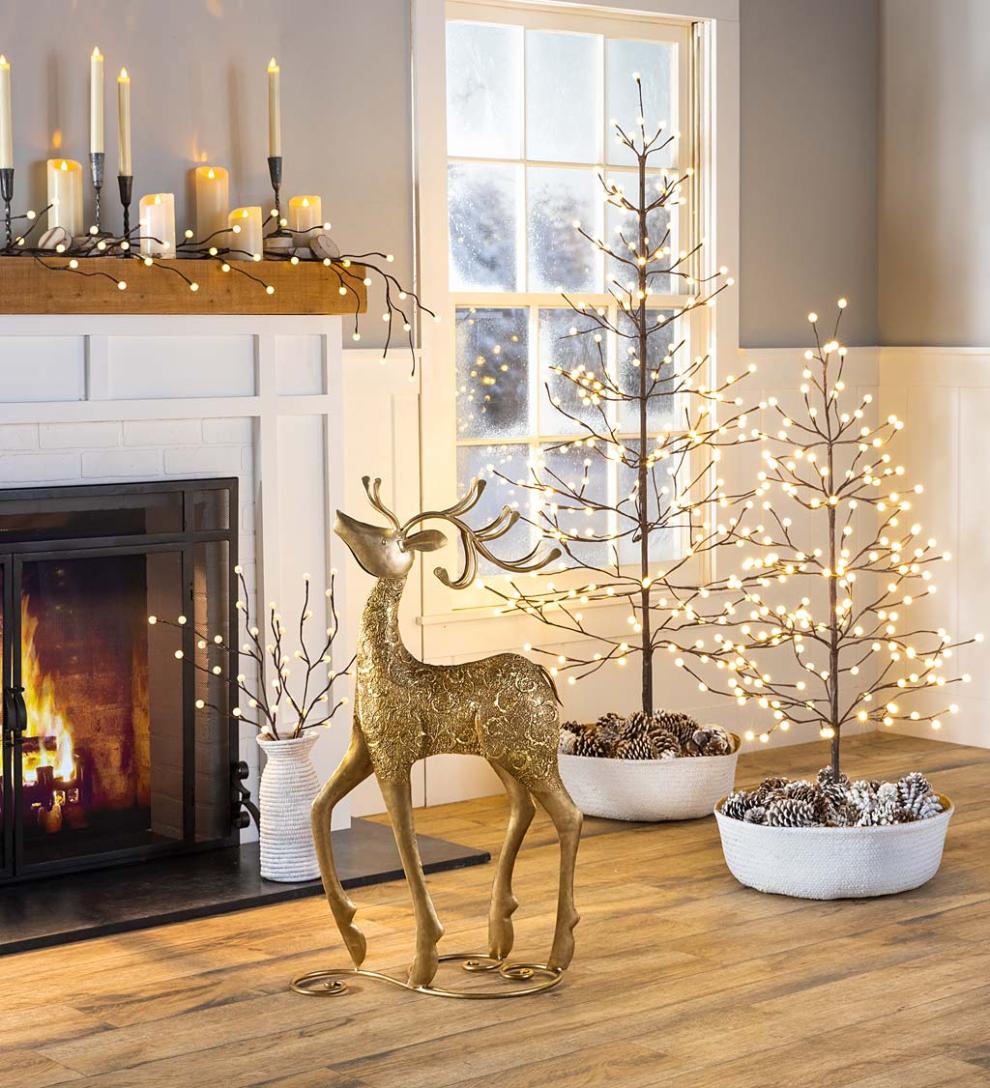 Plow & Hearth Home Accents Indoor Living Indoor/Outdoor Electric Lighted Mini Globe Trees