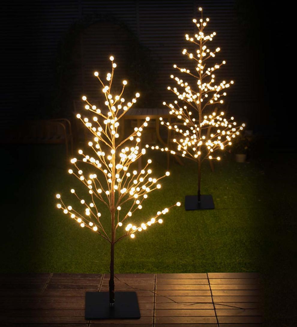Plow & Hearth Home Accents Indoor Living Indoor/Outdoor Electric Lighted Mini Globe Trees