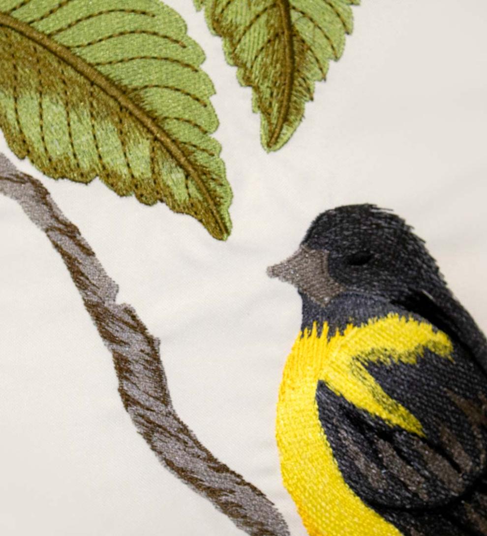 Plow & Hearth Home Accents Indoor Living Indoor/Outdoor Embroidered Birds Throw Pillow - Yellow