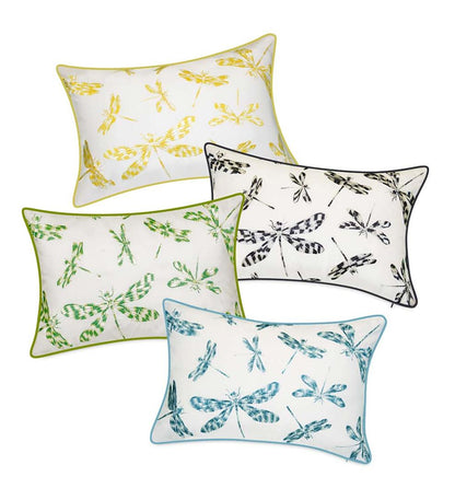 Plow & Hearth Home Accents Indoor Living Indoor/Outdoor Embroidered Dragonfly Lumbar Pillow - Black