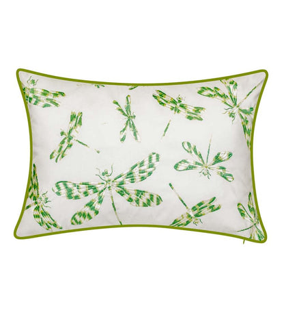 Plow & Hearth Home Accents Indoor Living Indoor/Outdoor Embroidered Dragonfly Lumbar Pillow - Black