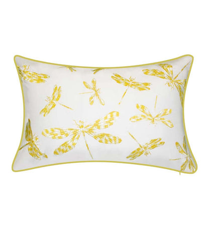 Plow & Hearth Home Accents Indoor Living Indoor/Outdoor Embroidered Dragonfly Lumbar Pillow - Black