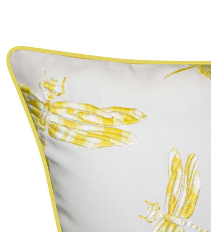 Plow & Hearth Home Accents Indoor Living Indoor/Outdoor Embroidered Dragonfly Lumbar Pillow - Black