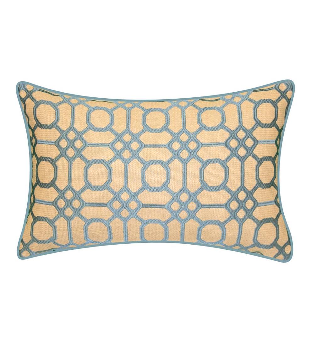 Plow & Hearth Home Accents Indoor Living Indoor/Outdoor Embroidered Geometric Lumbar Pillow