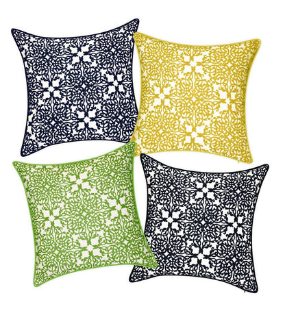 Plow & Hearth Home Accents Indoor Living Indoor/Outdoor Embroidered Lacework Throw Pillow - Black