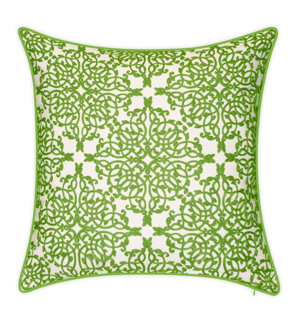 Plow & Hearth Home Accents Indoor Living Indoor/Outdoor Embroidered Lacework Throw Pillow - Black