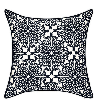 Plow & Hearth Home Accents Indoor Living Indoor/Outdoor Embroidered Lacework Throw Pillow - Black