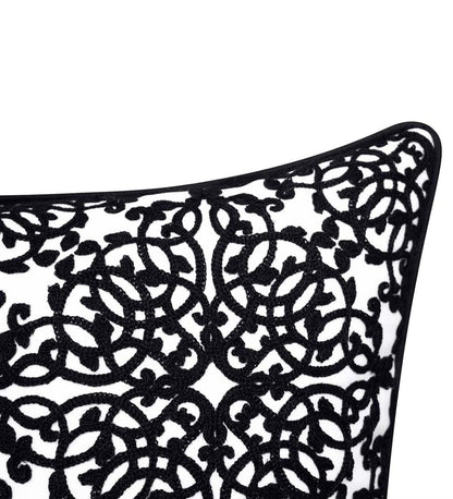 Plow & Hearth Home Accents Indoor Living Indoor/Outdoor Embroidered Lacework Throw Pillow - Black