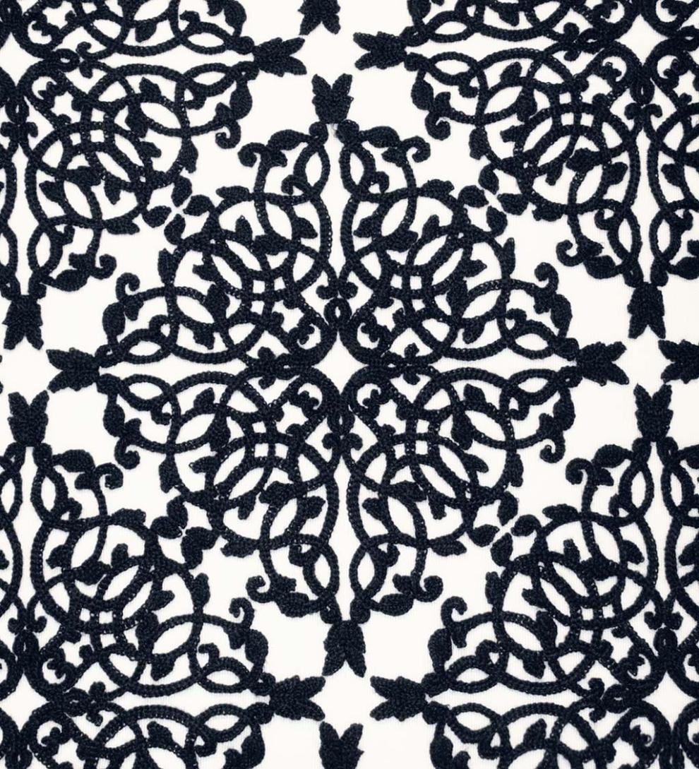 Plow & Hearth Home Accents Indoor Living Indoor/Outdoor Embroidered Lacework Throw Pillow - Black
