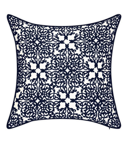 Plow & Hearth Home Accents Indoor Living Indoor/Outdoor Embroidered Lacework Throw Pillow - Black