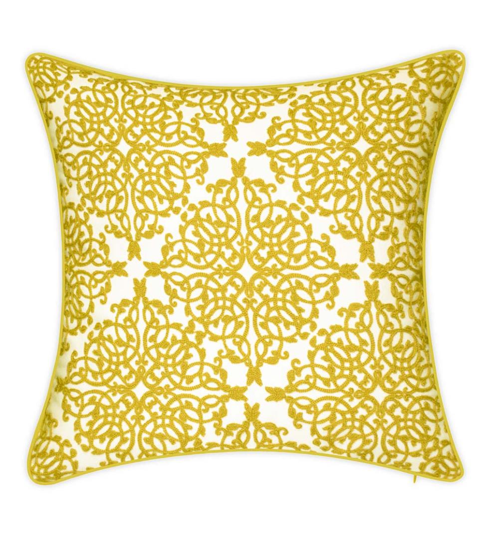 Plow & Hearth Home Accents Indoor Living Indoor/Outdoor Embroidered Lacework Throw Pillow - Black