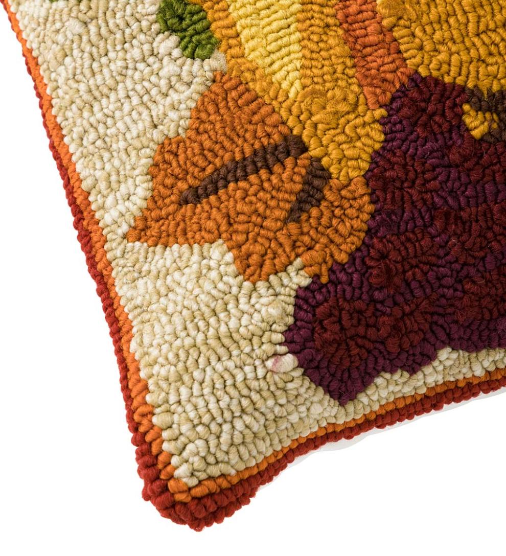 Plow & Hearth Home Accents Indoor Living Indoor/Outdoor Fall Bounty Hand Hooked Polypropylene Throw Pillow